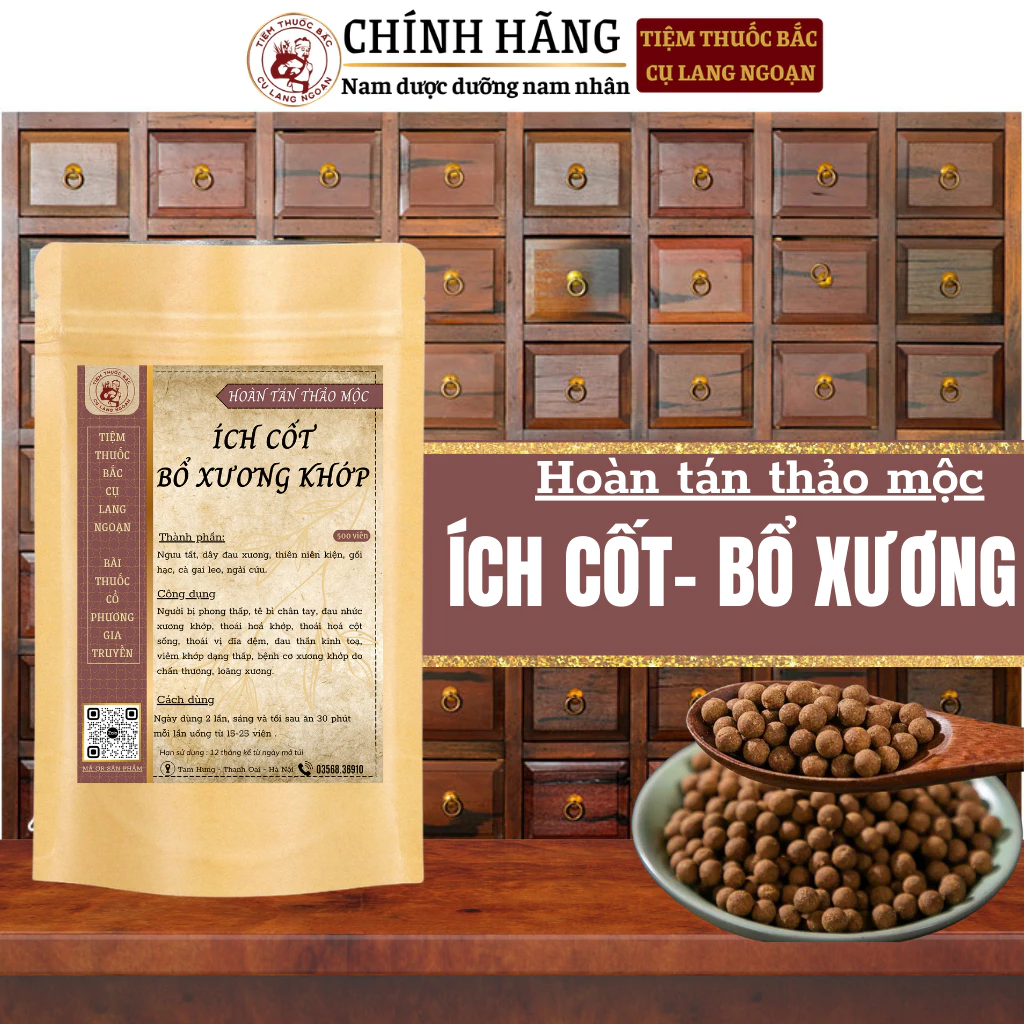 Viên uống xương khớp Tiệm Thuốc Bắc Cụ Lang Ngoạn giảm đau thoái hoá, thoát vị, tê bì, đau mỏi cột sống cổ vai gáy