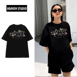 Áo Thun Local Brand Unisex Heaven Studio "Beverly", Áo Phông Unisex form rộng 100% Cotton