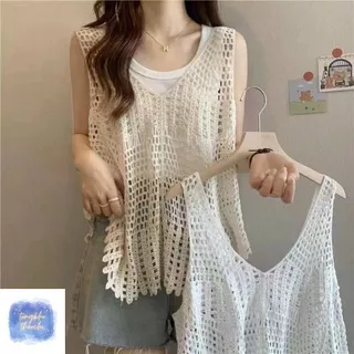 ,Áo Ba Lỗ Nữ,Áo Lưới Đi Biển Cổ V Sát Nách, Áo Dệt Kim Nữ Thời Trang Năng Động Hàn Quốc | Tổng Kho Thảo Chi