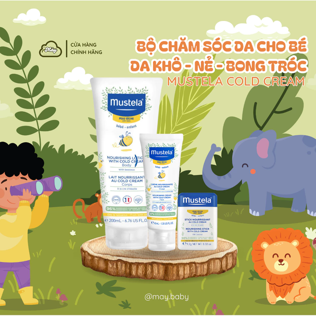 Bộ dưỡng ẩm Mustela Cold Cream cho bé da khô ráp, bong tróc