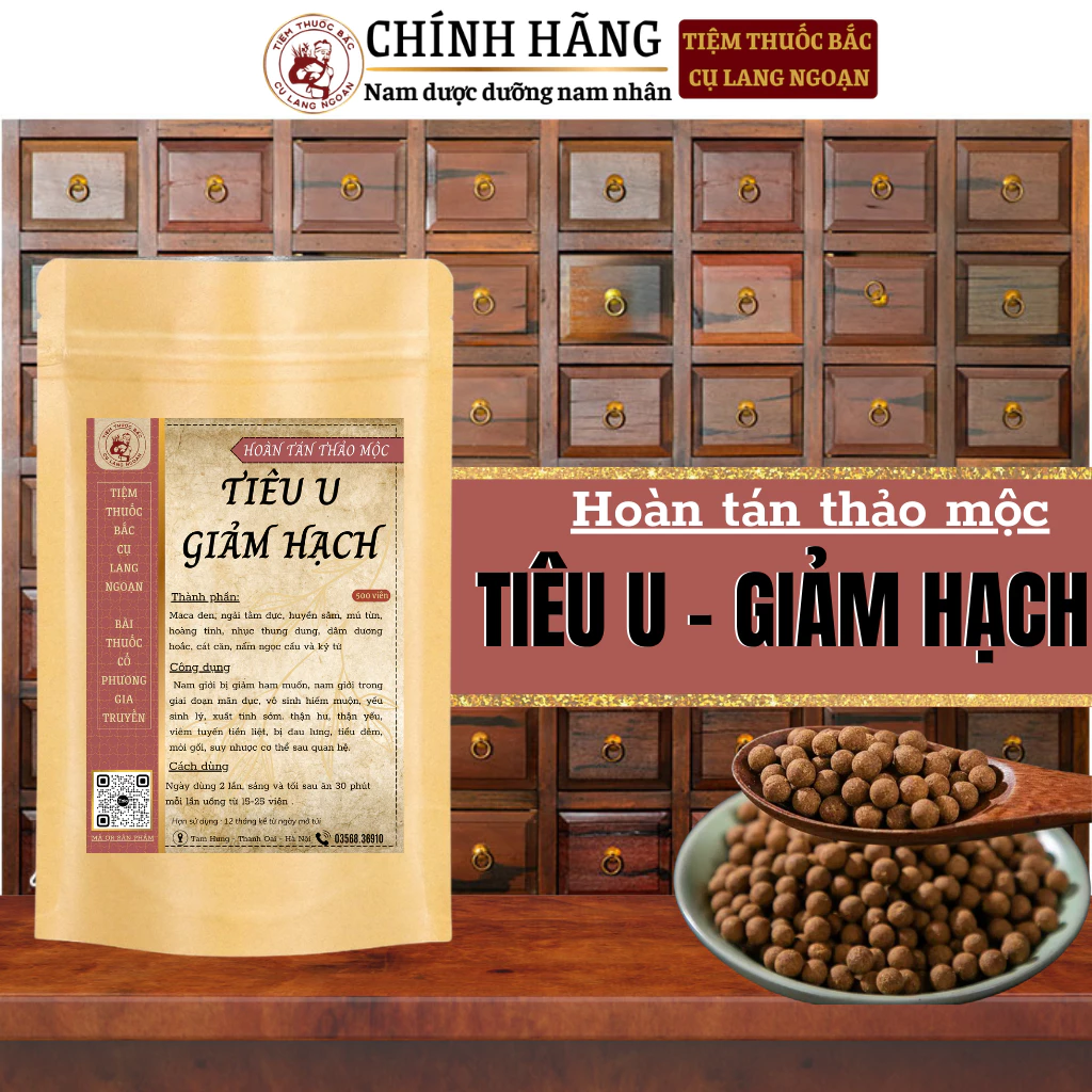 Viên uống tiêu u giảm hạch Tiệm Thuốc Bắc Cụ Lang Ngoạn ngăn chặn khối u phát triển, u giáp, u xơ, u nang