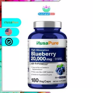 Hỗ Trợ chống oxy hóa NusaPure Blueberry Concentrate 20.000mg 180 viên