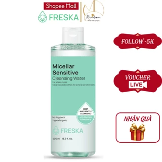 Nước tẩy trang Freska Micellar Sensitive Cleansing Water làm sạch lớp makeup, cáp ẩm dịu nhẹ 400ml