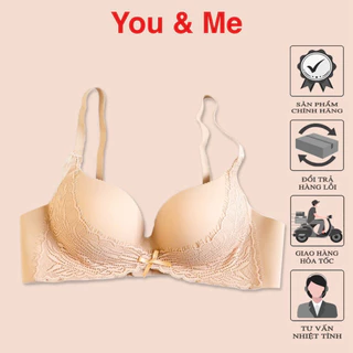 Áo Ngực Nữ Su Đúc Không Gọng Bàn Tay Nâng Ngực Phối Ren Cao Cấp You&Me Bra - A16