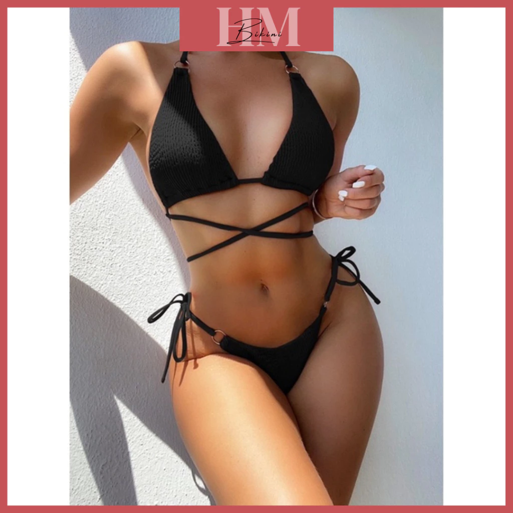 Bikini Đồ Bơi Sexy Thun Gân Dây Cột Quảng Châu Cao Cấp Hàng Sẵn