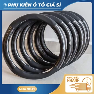 Bọc Vô Lăng Ô Tô Vân Carbon Đính Logo Các Hãng Xe - Chống Trượt, Không Gây Mùi, Sang Trọng - Phụ Kiện Ô Tô Giá Sỉ