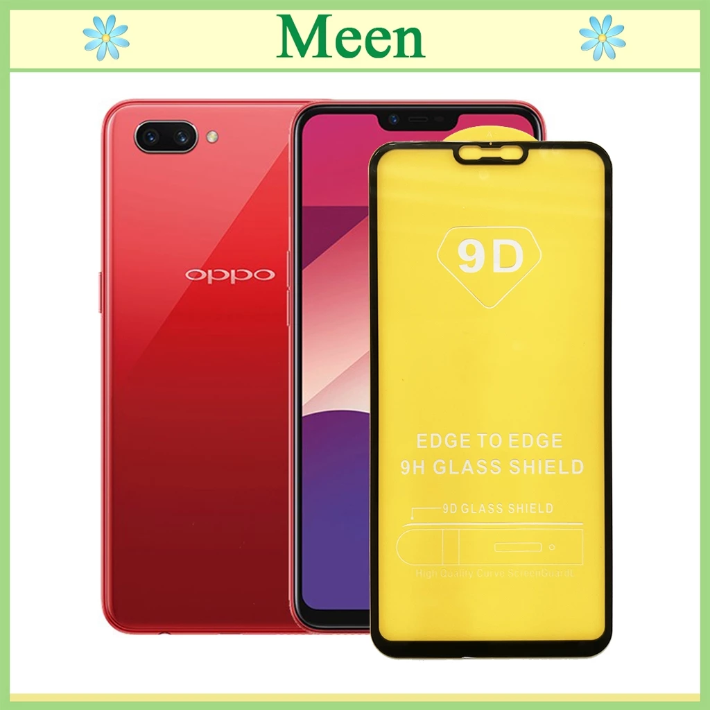 "Kính cường lực 9D OPPO A3s "  Full màn hình, Ảnh thực shop tự chụp, tặng kèm bộ giấy lau kính Meen