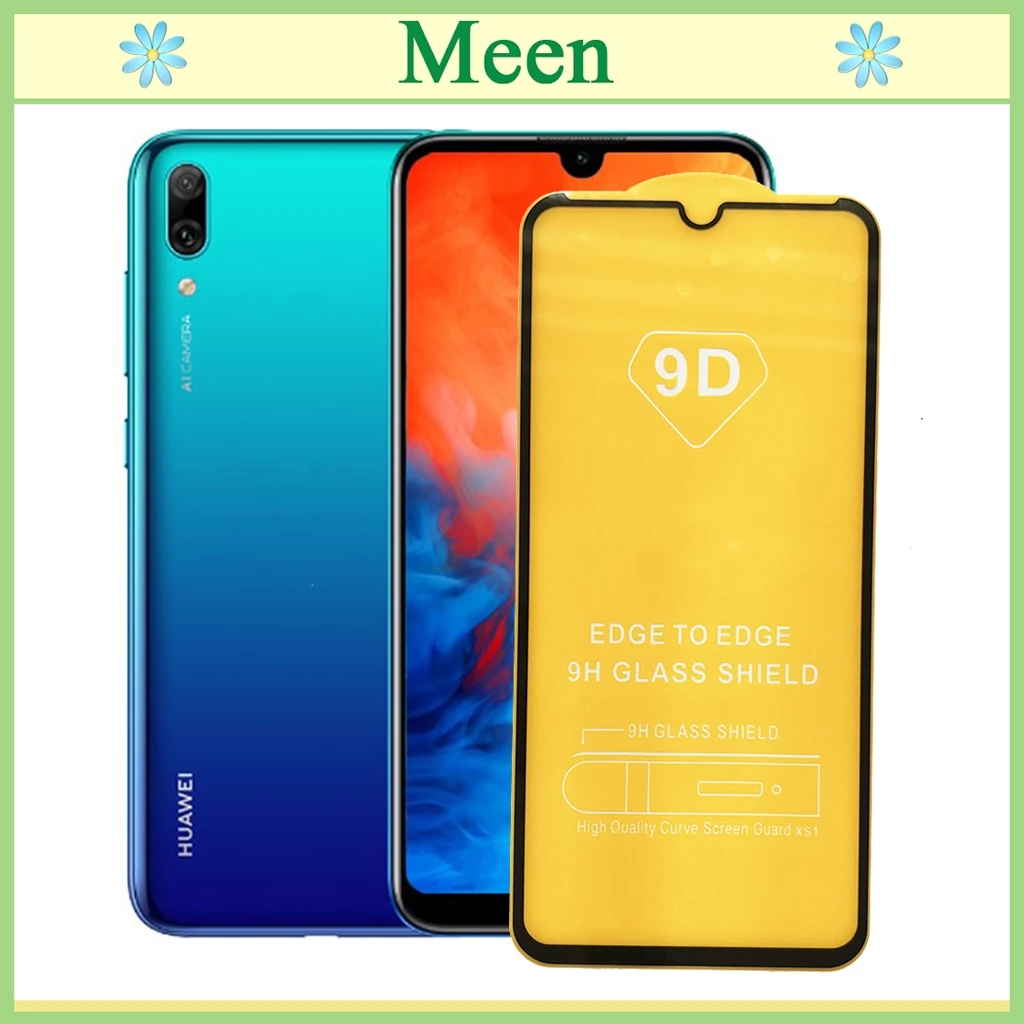 "Kính cường lực 9D Huawei Y7 Pro 2019 "  Full màn hình, Ảnh thực shop tự chụp, tặng kèm bộ giấy lau kính Meen