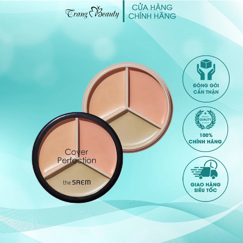 Bảng Che Khuyết Điểm Triệt Sắc 3 Ô Đa Năng The Saem Cover Perfection Triple Pot