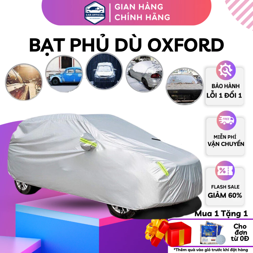 Bạt Phủ Ô Tô Vải Dù OXFORD 3 Lớp Chống Nắng Chống Mưa Chống Cháy Chống Xước Bảo Vệ An Toàn Cho Xe Ô Tô