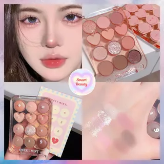 Bảng Mắt Sweet Mint 12 Ô Tone Cam Hồng Đào Thiết Kế Hình Trái Tim Lấp Lánh