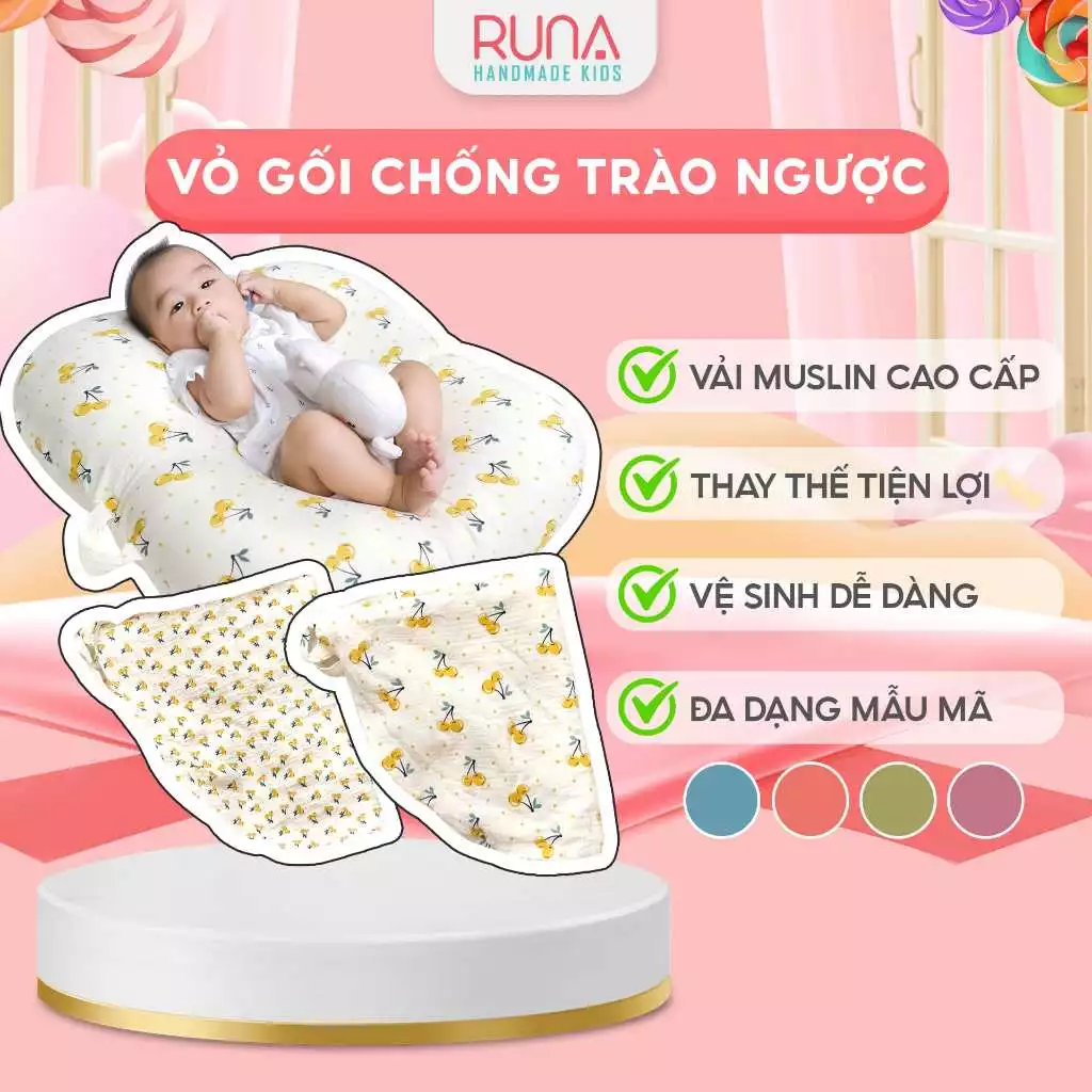 Vỏ gối CTN RUNA KIDS vải xô Muslin cao cấp thông thoáng thấm hút tốt thoáng khí