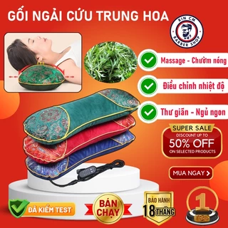 Gối ngải cứu thảo mộc Trung Hoa massage chườm nóng hỗ trợ giảm đau mỏi cổ vai gáy, Túi chườm ngải cứu cắm điện