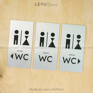 Bảng chỉ dẫn nhà vệ sinh WC nhôm Aluminium bạc phay xước handmade decor ALB-TL07