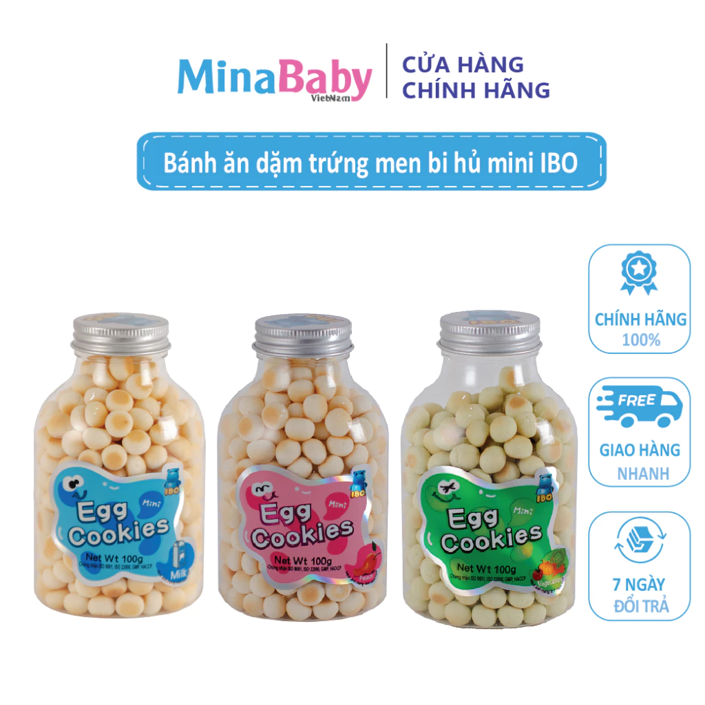 Bánh men trứng bi cho bé ăn dặm từ 8M+ đủ vị Mina Kho Sỉ Mẹ Và Bé