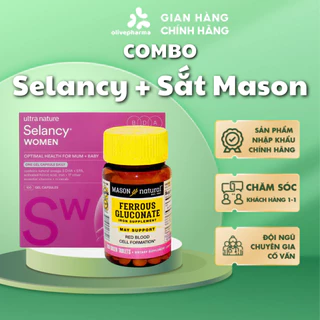 Combo dinh dưỡng thai kỳ Vitamin bầu Úc Selancy + Sắt hữu cơ Mason dành cho mẹ bầu hỗ trợ sức khỏe cho mẹ bầu, mẹ sau si