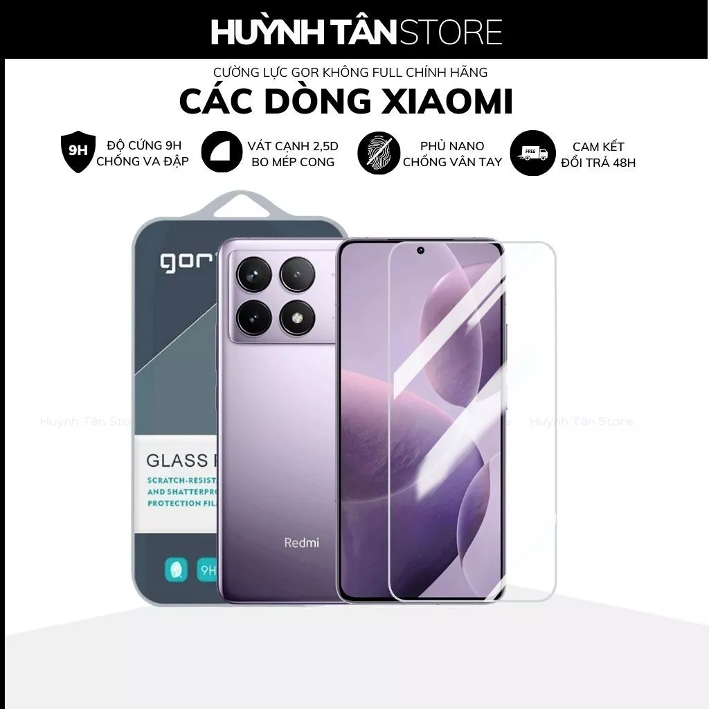 Kính cường lực gor xiaomi redmi k70 pro k60 ultra k50 k40s k40 gaming k30 k20 pro trong suốt không full màn chính hãng