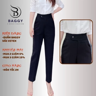 Quần baggy nữ Ely fashion lưng cạp cao tây âu phong cách thời trang công sở đẹp màu đen đồ đi học form chuẩn tôn dáng