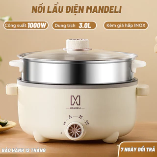 Nồi điện đa năng ,Nồi kèm khay hấp 2 tầng  Kèm Giá Hấp 28 cm Tráng Men Chống Dính Công Suất 1000W  dung tích  4L