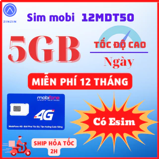 Sim 4G Mobifone 1 Năm , Tặng 5GB / ngày trọn gói 1 năm sim không nghe gọi Hỗ Trợ Esim