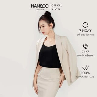 Áo khoác blazer dài tay nữ Namandco công sở 2 lớp mềm mát thanh lịch size S,M,L,XL màu xanh lá,be,xanh dương NJ0173