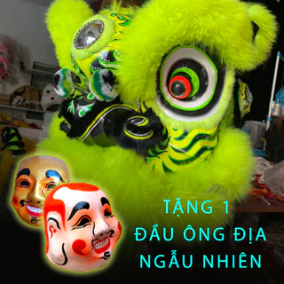 Đầu lân phật sơn lông cừu, size người lớn, nhiều màu lựa chọn (Tặng 1 đầu ông địa ngẫu nhiên)