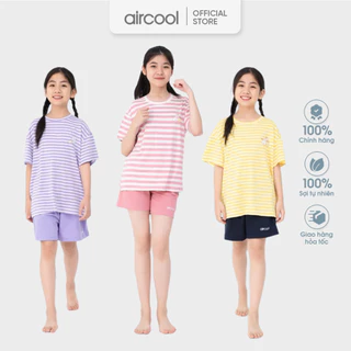 Bộ quần áo cộc tay cho bé gái AIRCOOL chất COTTON bamboo cao cấp cho bé 2-16 tuổi | Bộ đồ bé gái | Bộ cotton bé gái