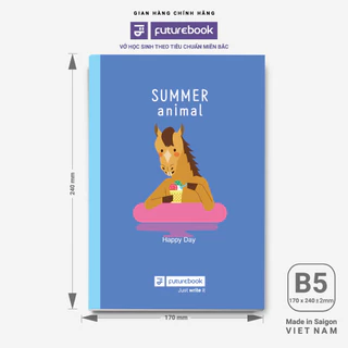 Vở kẻ ngang FUTUREBOOK kích thước B5 dòng kẻ ngang 80 trang (cả bìa) 80GSM - Summer Animals