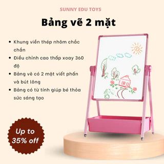 Bảng vẽ trẻ em hai mặt có từ tính, xoá dễ dàng, không bám bụi , kèm phụ kiện, xóa sạch chống lóa cho bé