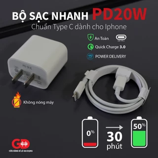 Bộ Củ Cáp Sạc Cho ip, i pad,... Sạc nhanh 20w dây cáp Type .C, bảo vệ mạch điện