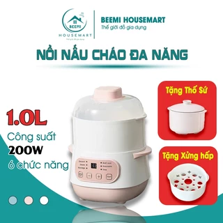 Nồi Nấu Cháo Chậm BEEMI Cách Thủy Nồi Nấu Cháo Đa Năng Thố Sứ 1L 6 Chức Năng Bản Tiếng Việt