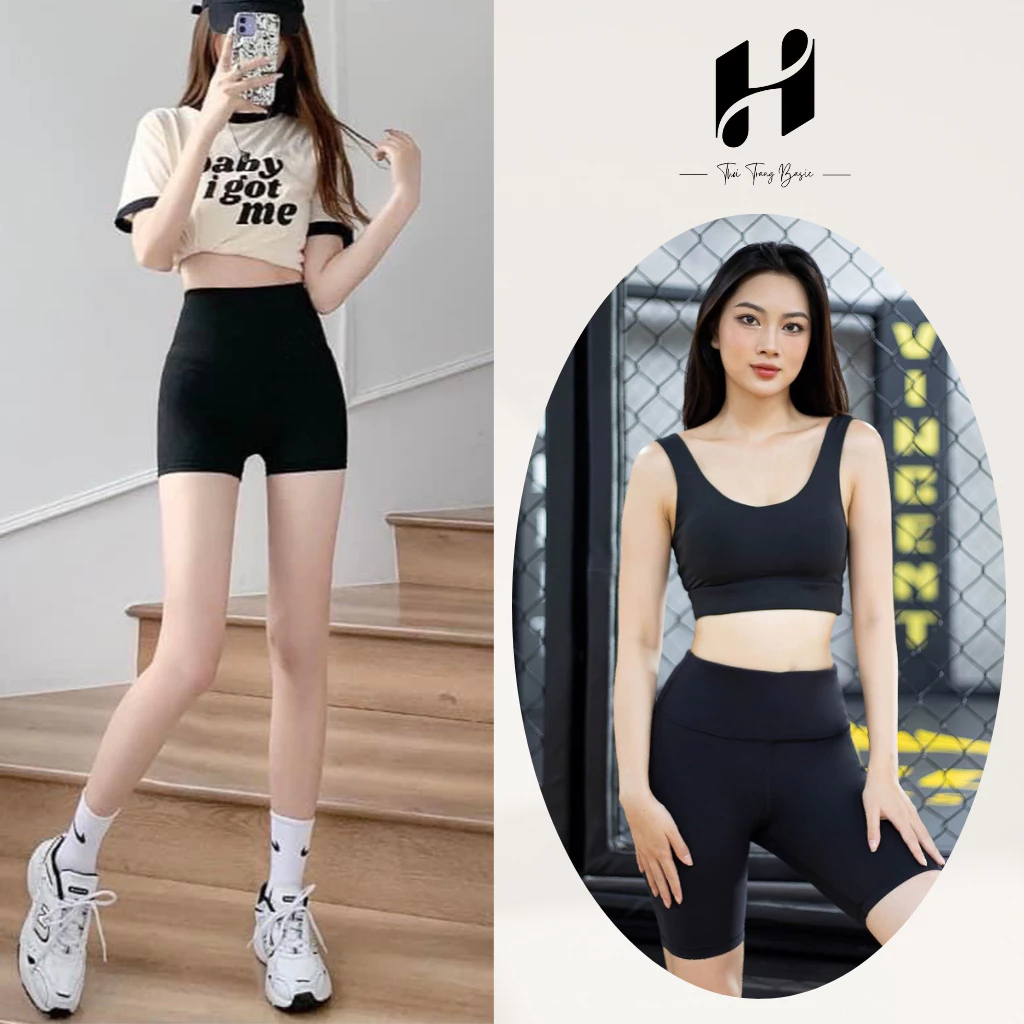 Quần Legging Nữ Lửng Đùi Madela, Quần Short Đùi Thể Thao Gym Cạp Cao Chất Co Giãn Thoải Mái Không Bai Xù  H-Store