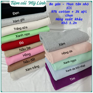 Vải Bo gân - Thun tăm cotton đanh dày mềm giãn siêu đẹp làm bo tay bo gấu, áo giữ nhiệt, áo váy body - Tiệm vải Mỹ Linh