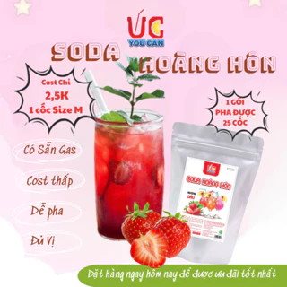 Soda Dâu UC (1 gói 500gr) Nước Uống Có Sẵn Gas,Không Cần Siro và Nước Có Gas,Đủ Vị,Thơm Ngon, Dễ Pha