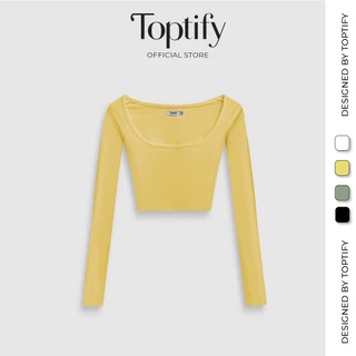 Áo croptop nữ tay dài trơn ôm body TOPTIFY cổ vuông form basic Better Together Top AC31