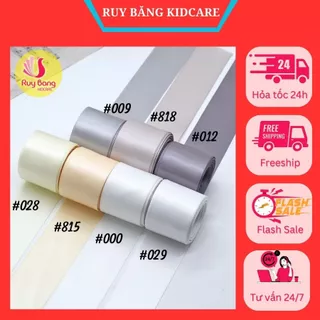 Ruy băng satin loại đẹp lụa bóng 2 măt tone trắng - ghi ( cuộn 5m)