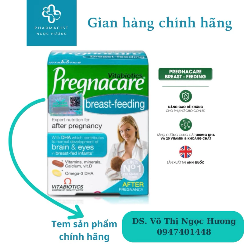 [ Nhập khẩu chính hãng] Viên Uống Cho Phụ Nữ Cho Con Bú Vitabiotics PREGNACARE Breast-feeding Bổ Sung Dinh Dưỡng 84 Viên