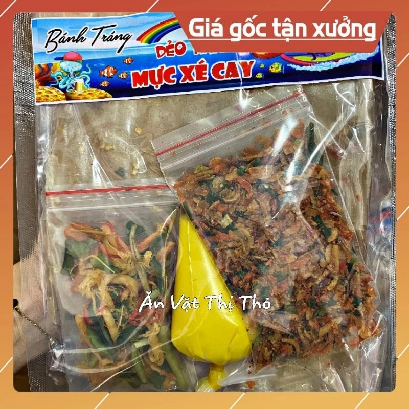 Set bánh tráng Ớt dẻo hành mực xé cay bơ béo