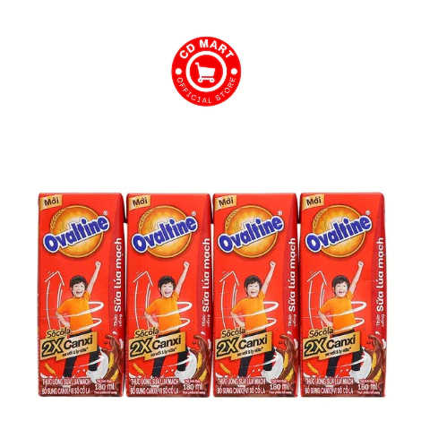 Lốc 4 hộp sữa Ovaltine Canxi Socola 180ml/hộp