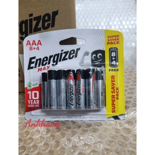 Vỉ 12 viên pin đũa AAA Energizer Max E92 BP 8+4 hàng chính hãng