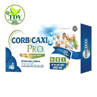 Corbicaxi Pro + D3, canxi giúp Tăng chiều cao 💥 CAO CẤP 💥 Chắc xương, Chắc răng cho bé với Canxi hữu cơ, Vitamin 20 ống