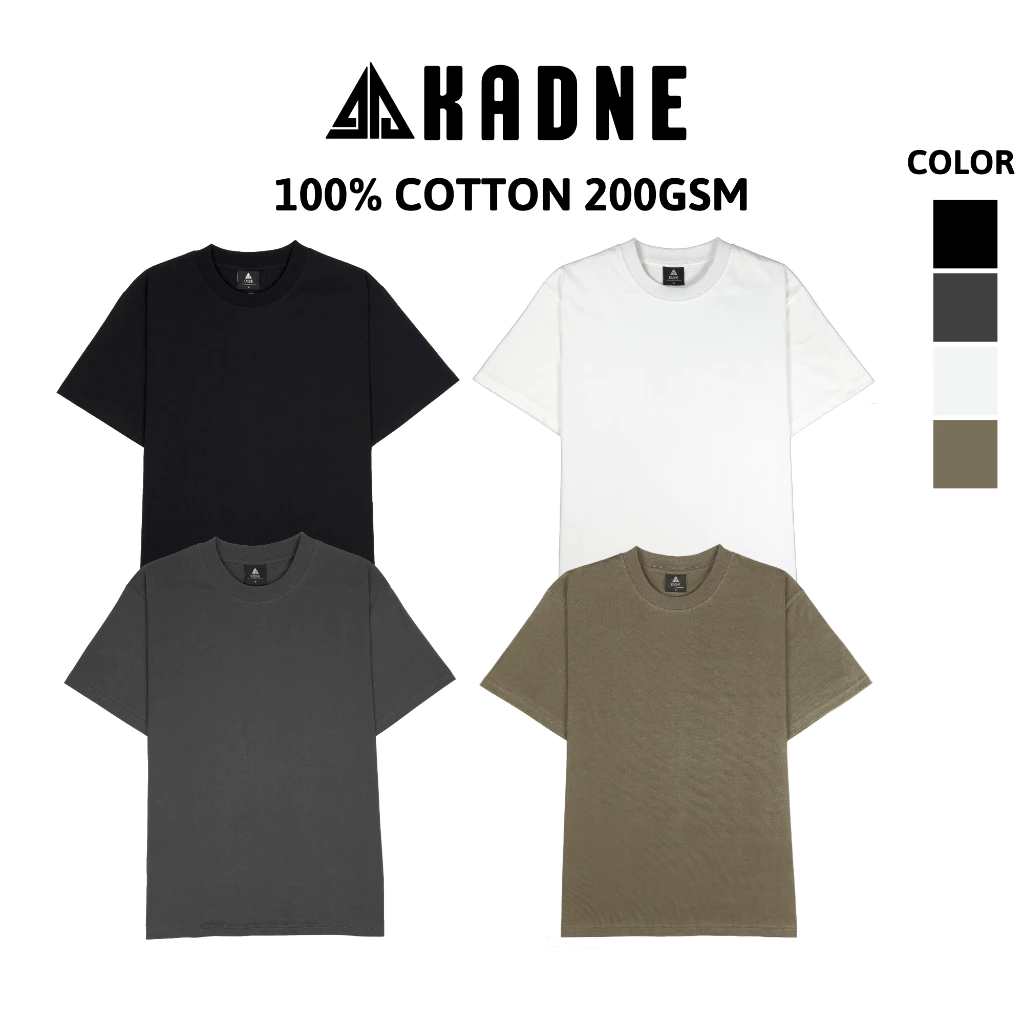 Áo thun trơn Unisex 100% cotton KADNE cổ tròn nam nữ form BASIC 200GSM