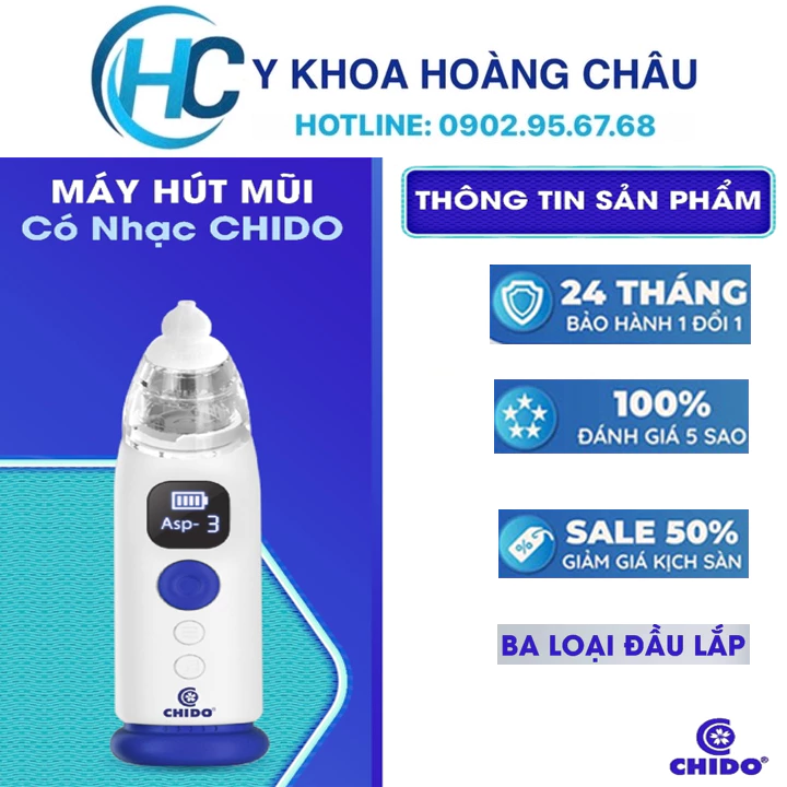 Máy Hút Mũi Cho Bé Sơ Sinh Và Trẻ Nhỏ Chido New 2024 - Bảo Hành 24Tháng, 3 Cấp Độ Hút, Phát Nhạc, Công Nghệ Nhật Bản