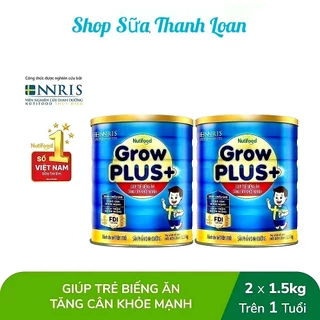 [HSD T2-2026] COMBO 2 LON Sữa Bột NutiFood Grow Plus+ Xanh Hộp 1,5kg.