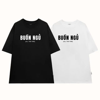 Áo Thun Tay Lỡ Cotton Su Unisex Wioops, Áo Phông Nam Nữ Form Rộng Basic Oversize Phong Cách Đường Phố - Buồn Ngủ