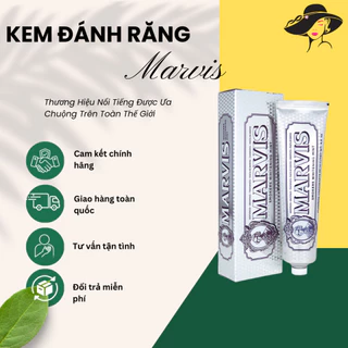 Kem Đánh Răng Marvis Whitening Mint từ Italy - Răng Trắng, Hơi Thở Thơm Mát