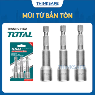 Bộ mũi bắn tôn Total 8-14mm, cán lục giác 1/4 inch, dài 65mm, chất liệu 50BV30, đầu bắn tôn có nam châm - Thinksafe