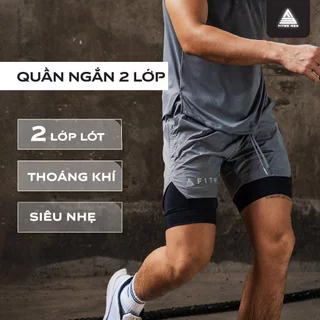 Quần đùi tập gym Fitme thể thao nam 2 lớp co giãn cao cấp, hỗ trợ boxing chạy bộ QN2L03