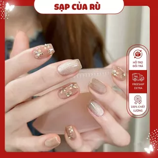 [Mã Đ085] - Móng tay giả đính đá thời trang bộ 24 miếng VIP kèm keo bền đẹp làm nail tại Nhà cho Nữ