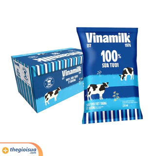Thùng 48 bịch sữa Vinamilk 220ml có đường/ ít đường/ không đường/ dâu/ socola hsd 2024